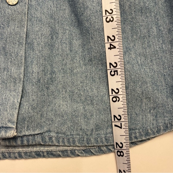Christopher & Banks Vintage Denim Snap button Holiday Snowflake Button Up M - Picture 6 of 13